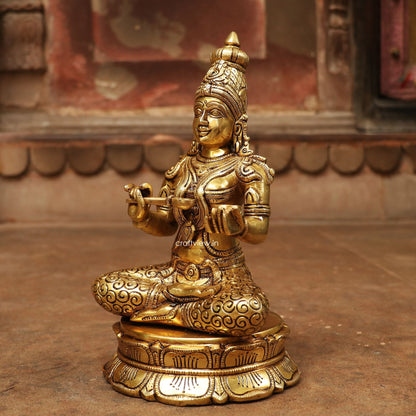 11" Goddess Annapurna - Goddess of Food and Nourishment Brass Statue