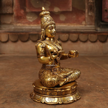 11" Goddess Annapurna - Goddess of Food and Nourishment Brass Statue