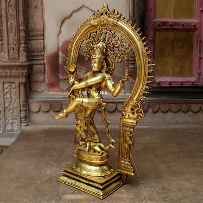 Brass Lord Natraj with Frame Statue Dance of Shiva 28"