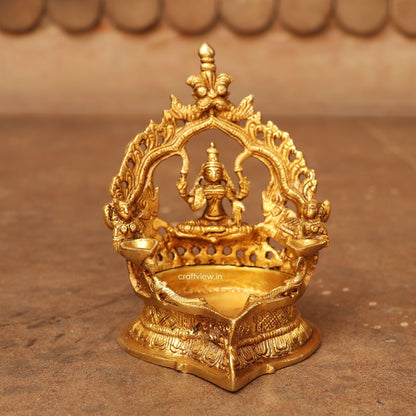 6" exquisite piece of artistic brass Lakshmi oil lamp