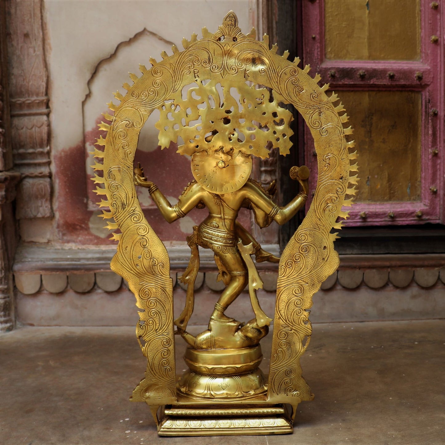 Brass Lord Natraj with Frame Statue Dance of Shiva 28"