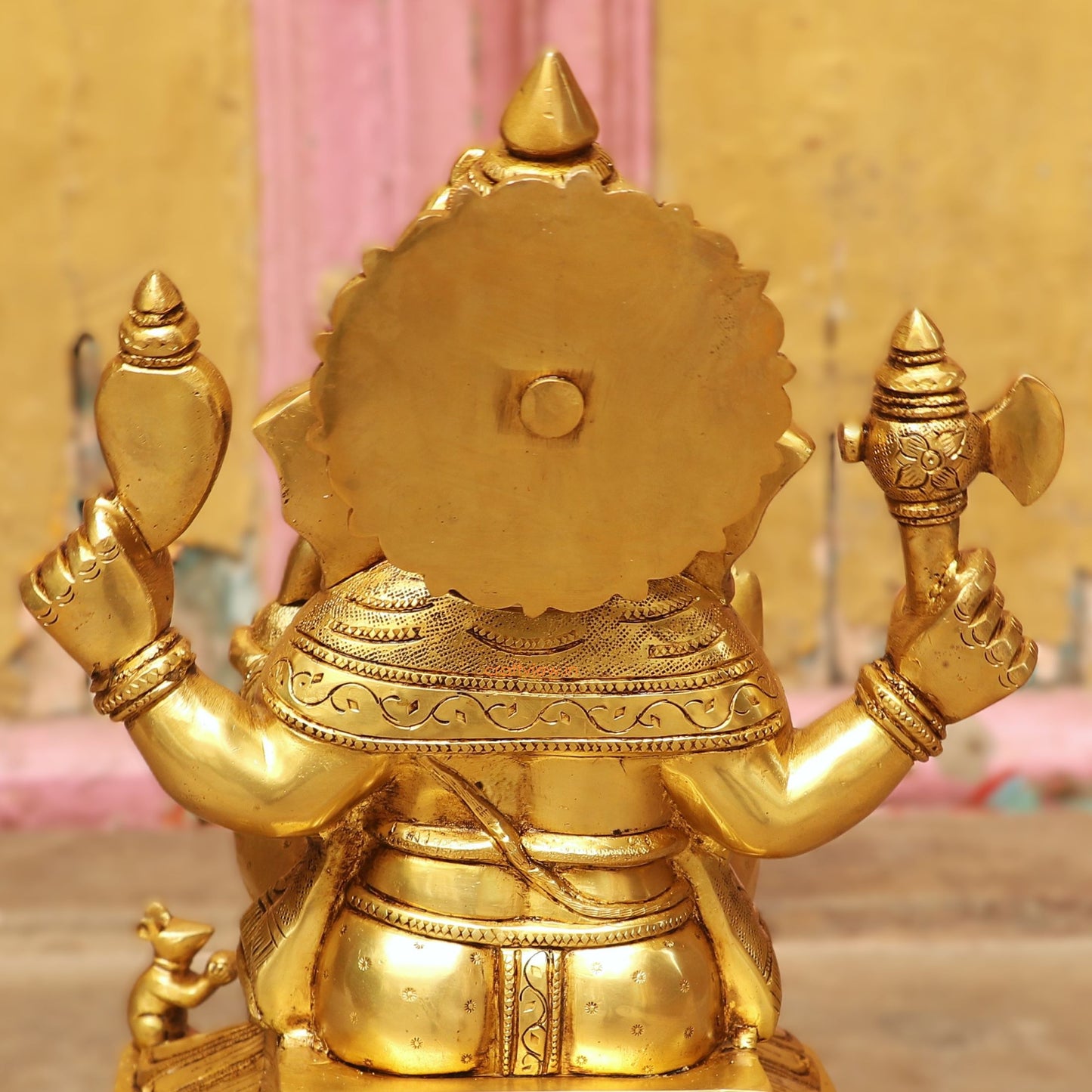 13" Brass superfine Lord Ganesha Statue Sitting on Base