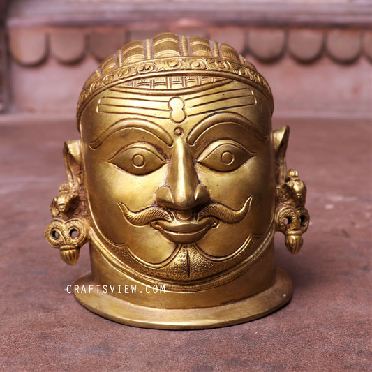 Brass Shiva Head Figurine 5.5"