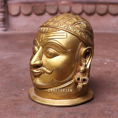 Brass Shiva Head Figurine 5.5"