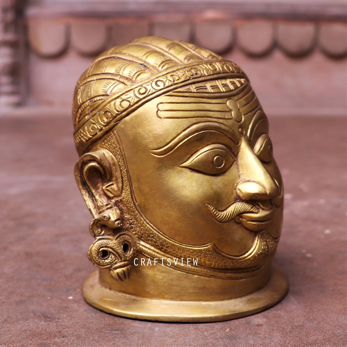 Brass Shiva Head Figurine 5.5"