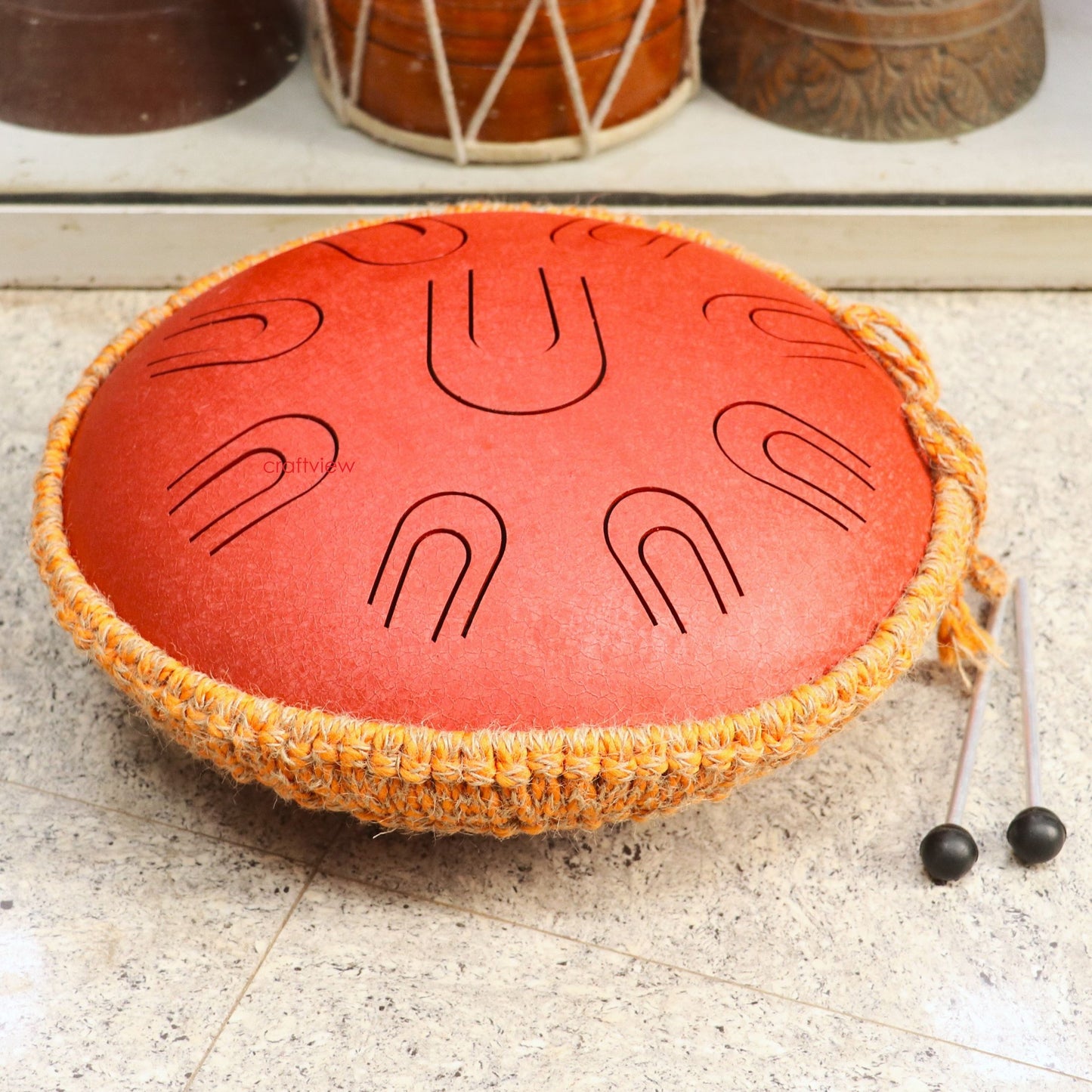 15" Classical musical Tongue Drum instruments Portable Steel, 22 tongue in 1 note has two noise low and high octave (A) Key Handspan Drum