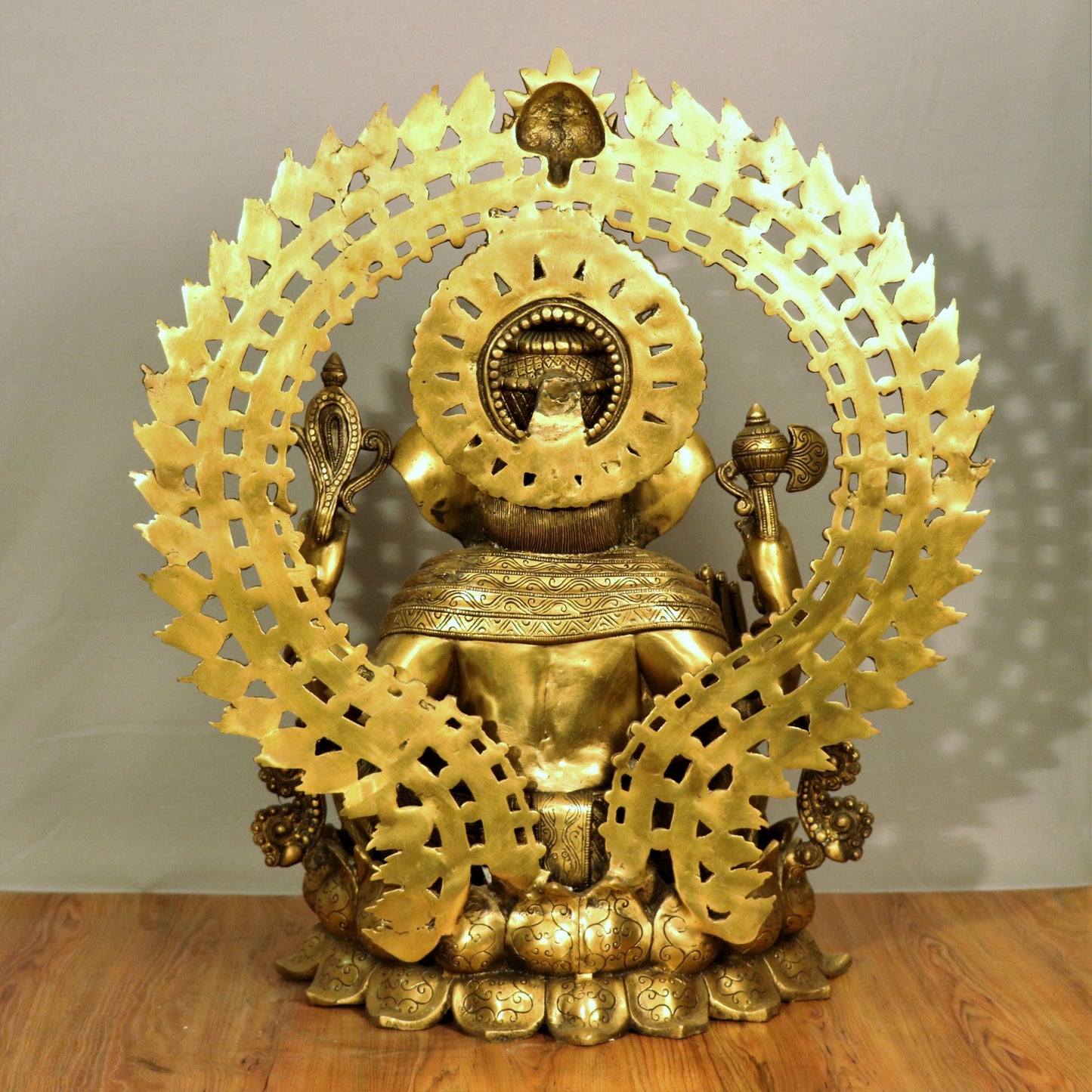 Brass Lord Ganesha Sited on lotus base 26"