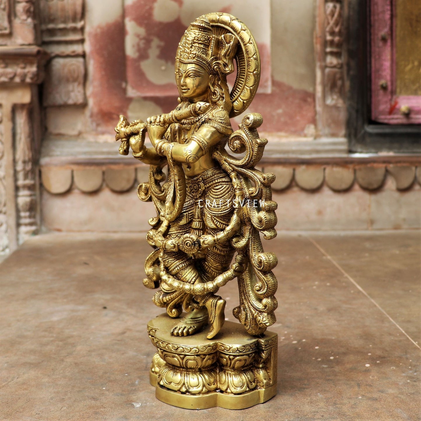 Brass Lord Krishna Statue