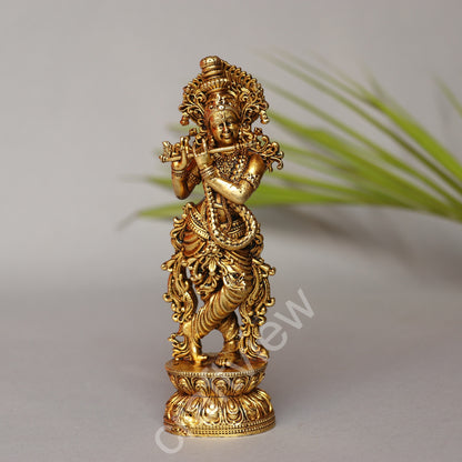 Artistic Brass Krishna Idol 15 cm
