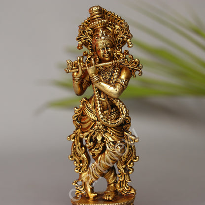 Artistic Brass Krishna Idol 15 cm