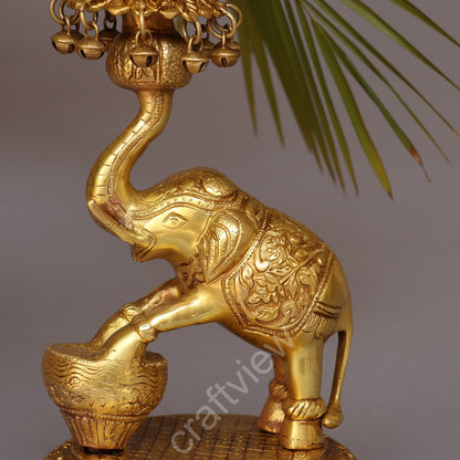 Brass Elephant with Oil Lamp 18"