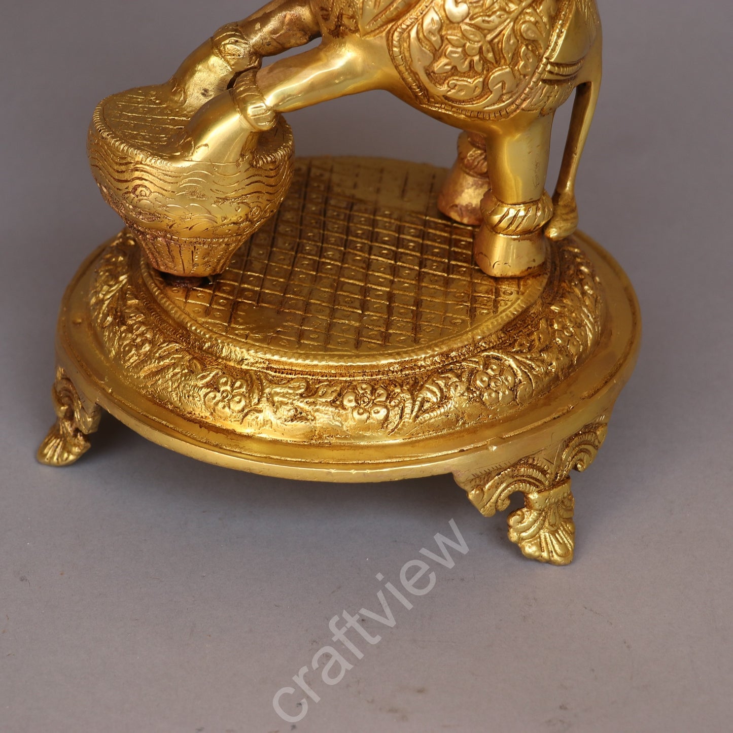 Brass Elephant with Oil Lamp 18"