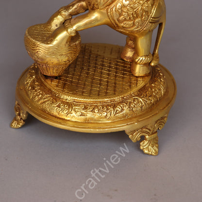 Brass Elephant with Oil Lamp 18"