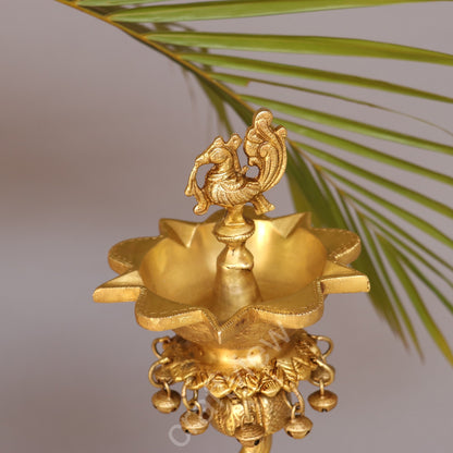 Brass Elephant with Oil Lamp 18"