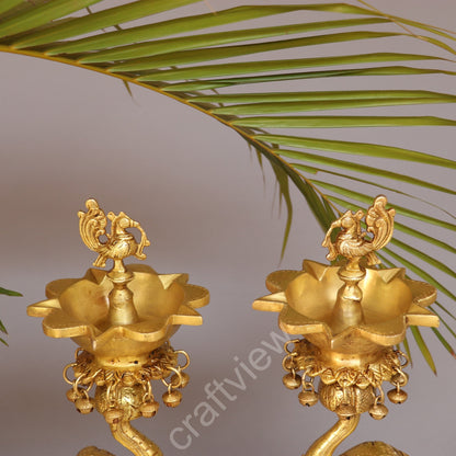 Brass Pair of Elephant with Oil Lamp 18"