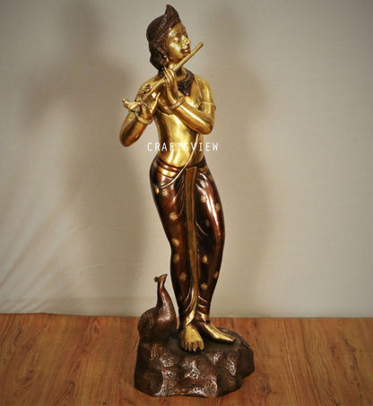 Brass Beautiful Lord Krishna Idol Superfine 21"