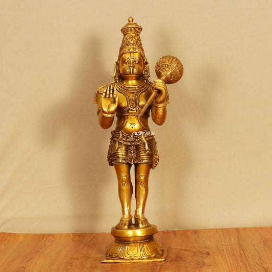 Brass Hanuman Standing Statue 21"