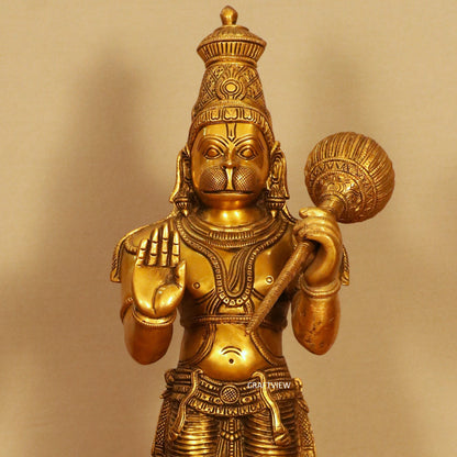 Brass Hanuman Standing Statue 21"