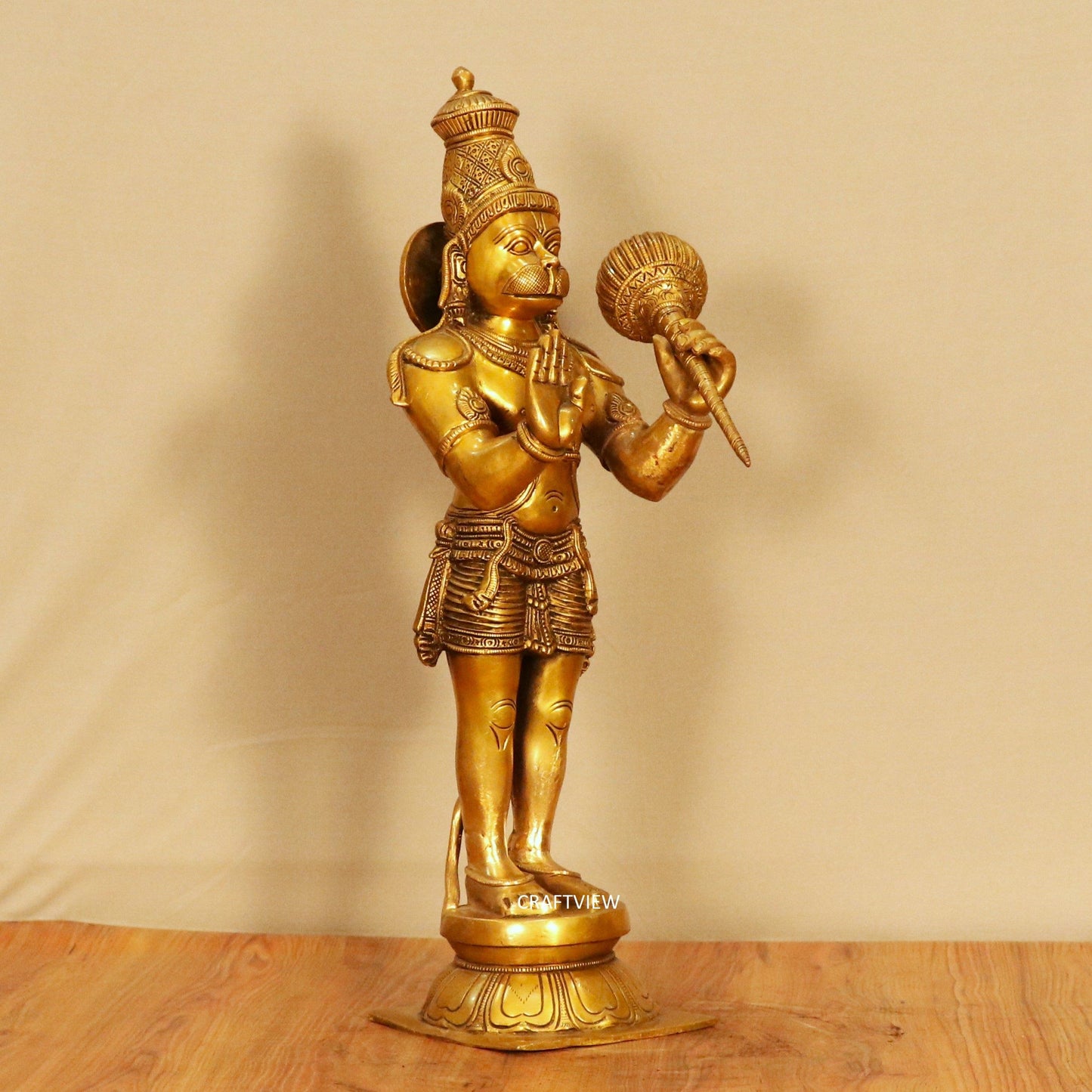 Brass Hanuman Standing Statue 21"