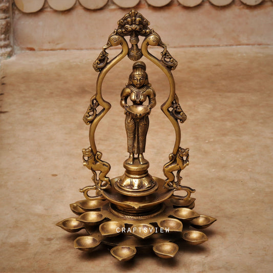 Brass Deeplakshmi Statue