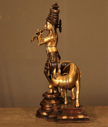 Craftview Lord Krishna With Cow standing on base 26.5"