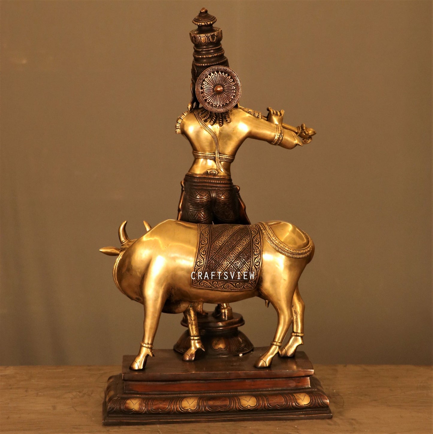 Craftview Lord Krishna With Cow standing on base 26.5"