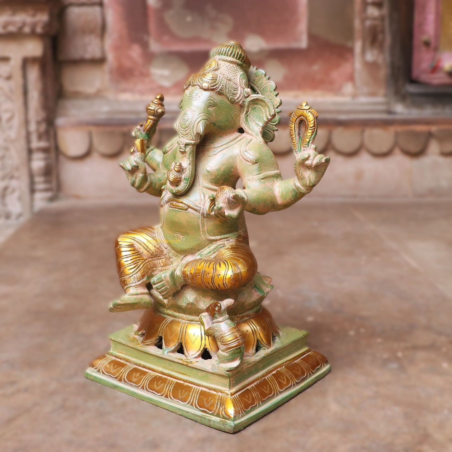 12" Brass Exquisite Ganesha Lakshmi Idols 2 Pieces Set