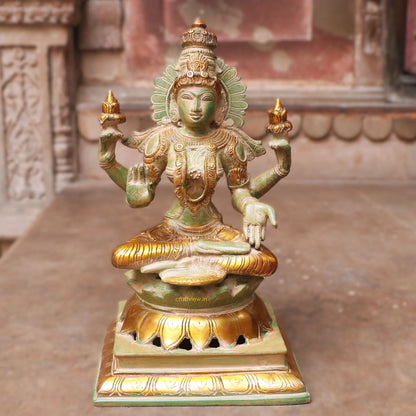 12" Brass Exquisite Ganesha Lakshmi Idols 2 Pieces Set