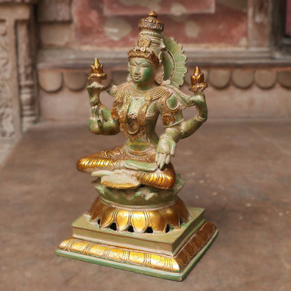 12" Brass Exquisite Ganesha Lakshmi Idols 2 Pieces Set