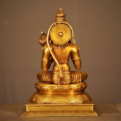 Brass Hanuman Sitting On Lotus Base