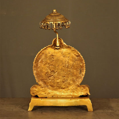 Brass Ganesh Statue Sitting On Sinhansan