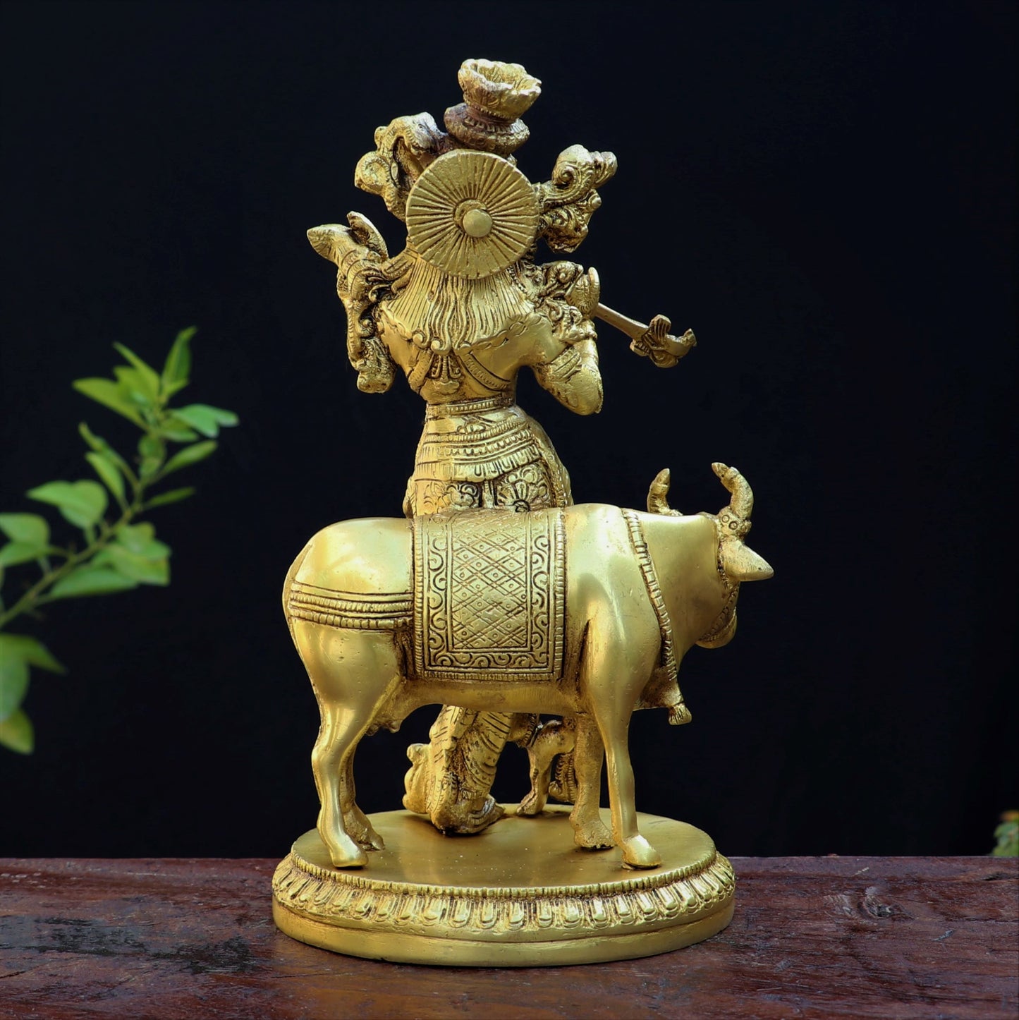 Brass Lord Cow Krishna Statue