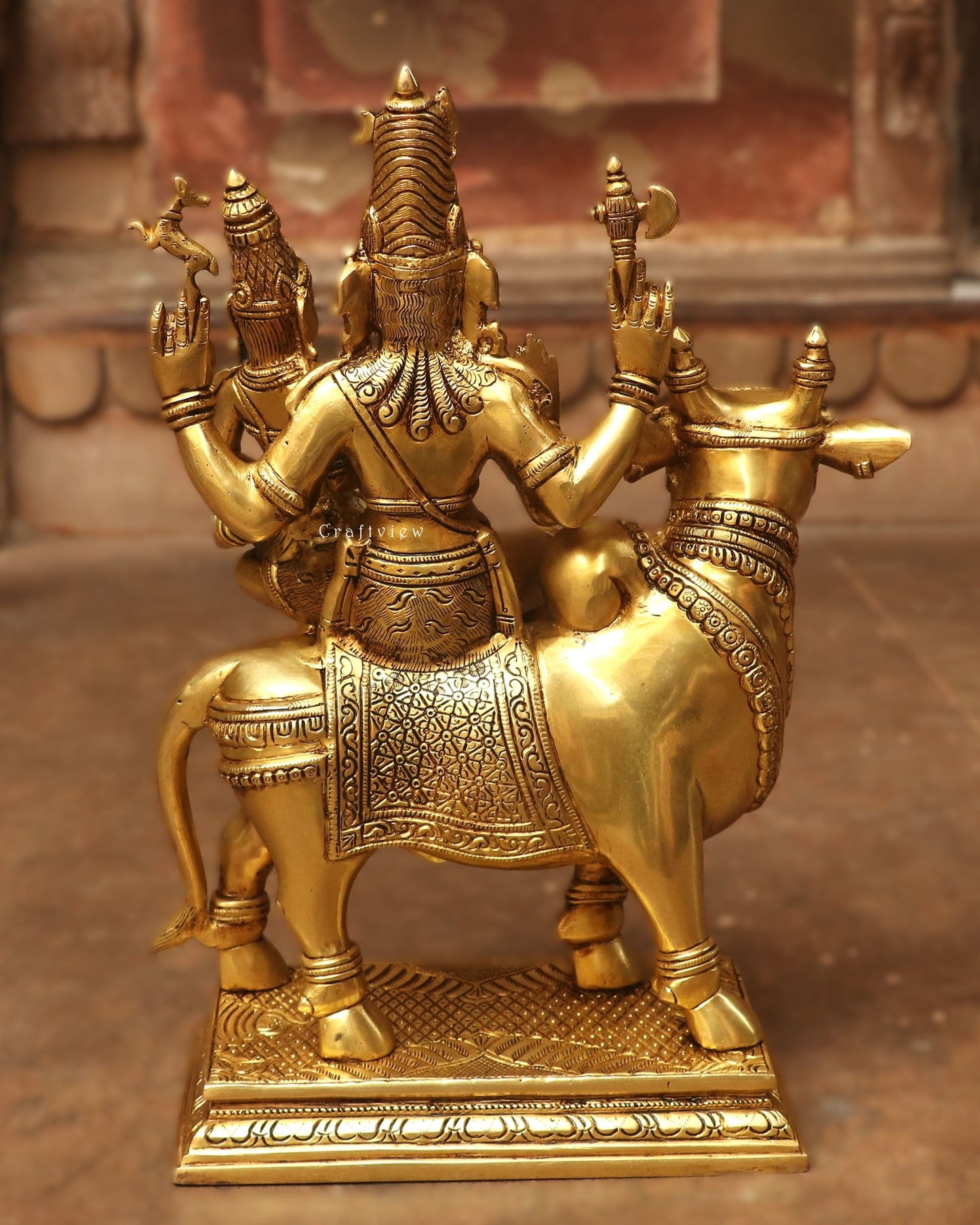 Brass Shiva Parvati Idol Sitting on Nandi