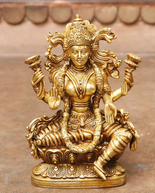 8" Artistic Brass Lakshmi Idols Craftsview