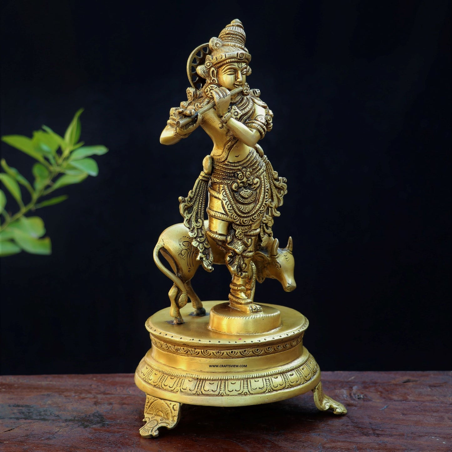 Brass Krishna Statue 11"