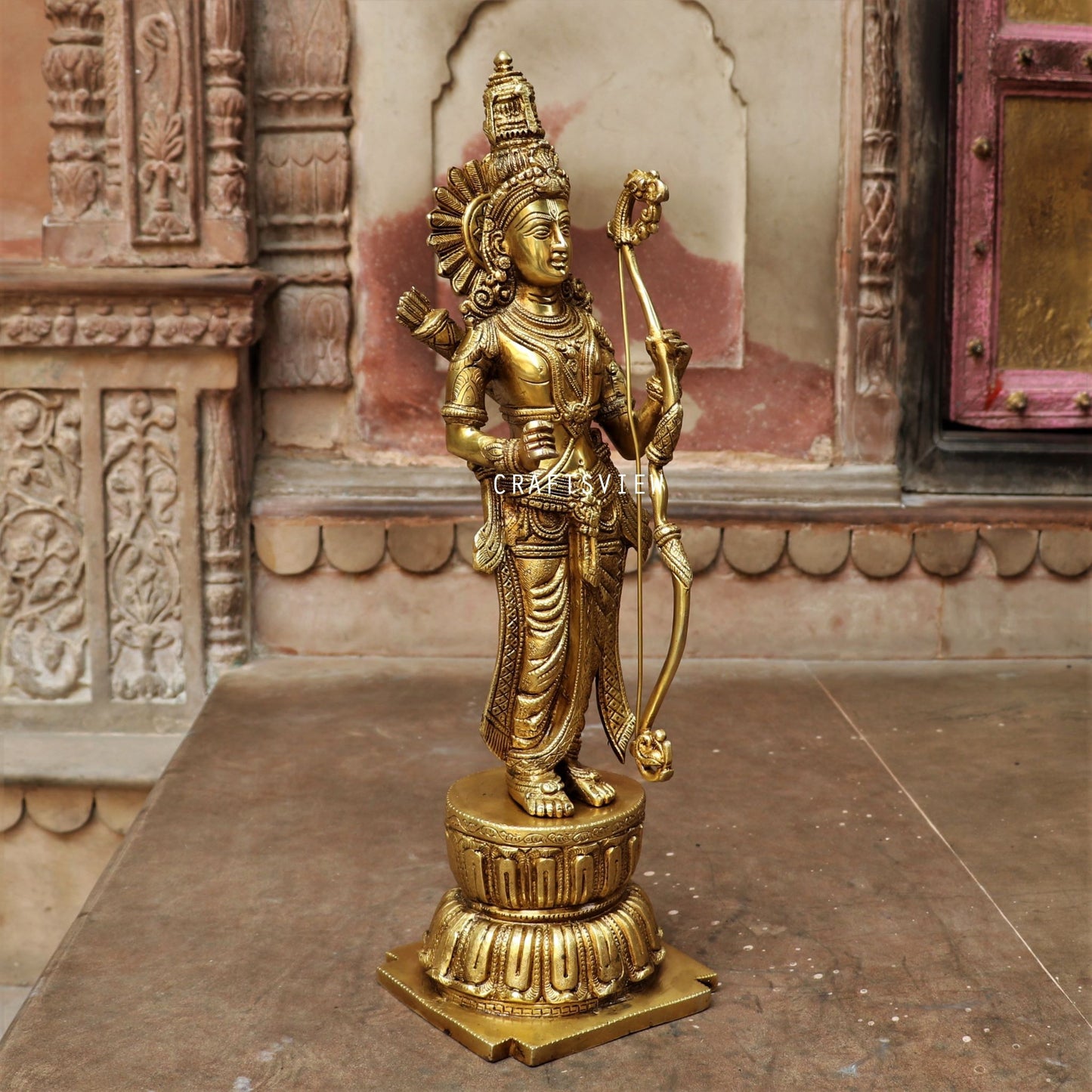 Brass Ramdarbar. Ram Sita Laxman & Hanuman Statues 23"