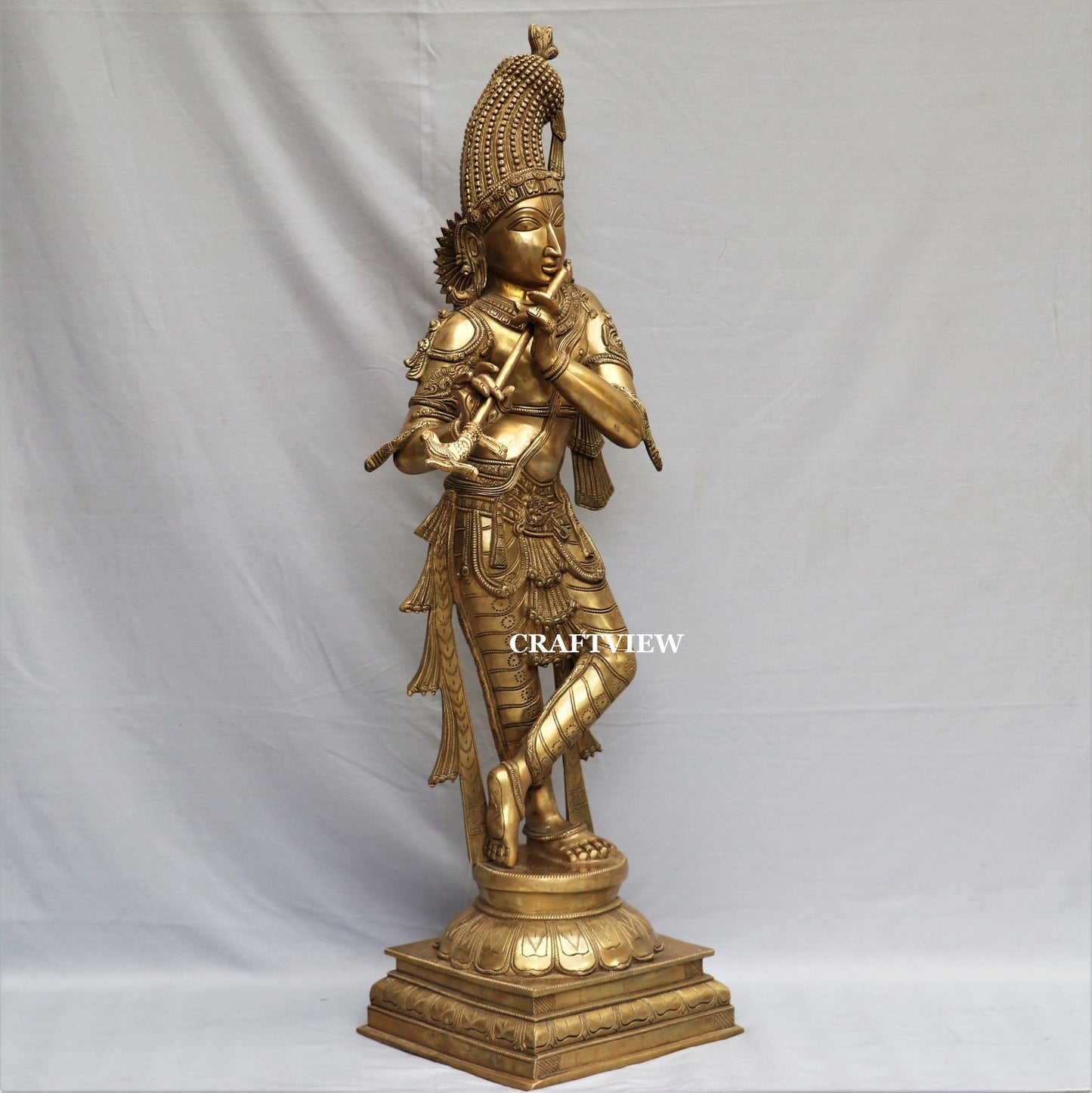 Brass Krishna Artistic Statue. 36"