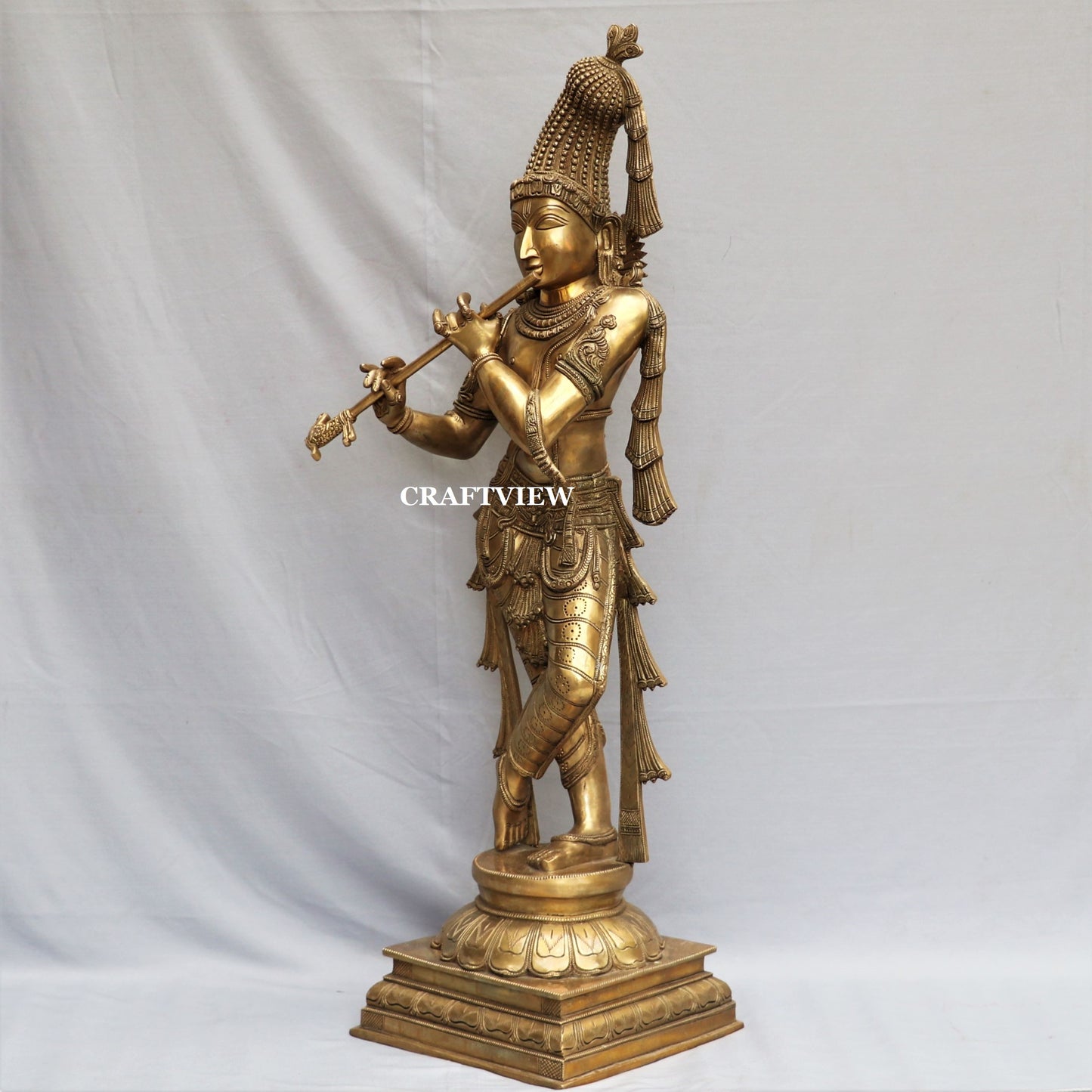 Brass Krishna Artistic Statue. 36"