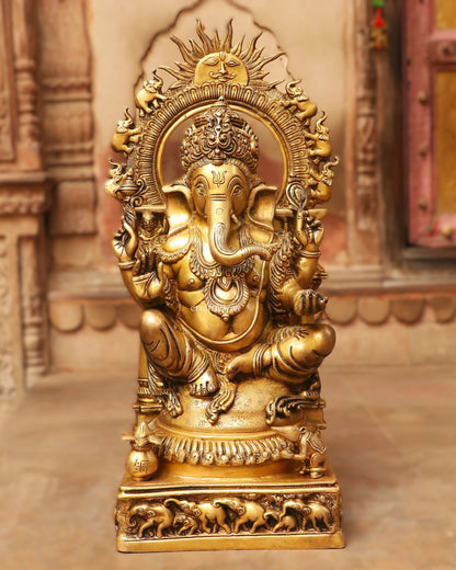 24" Brass Prabhavali Lord Ganesha Statue