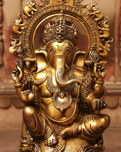 24" Brass Prabhavali Lord Ganesha Statue