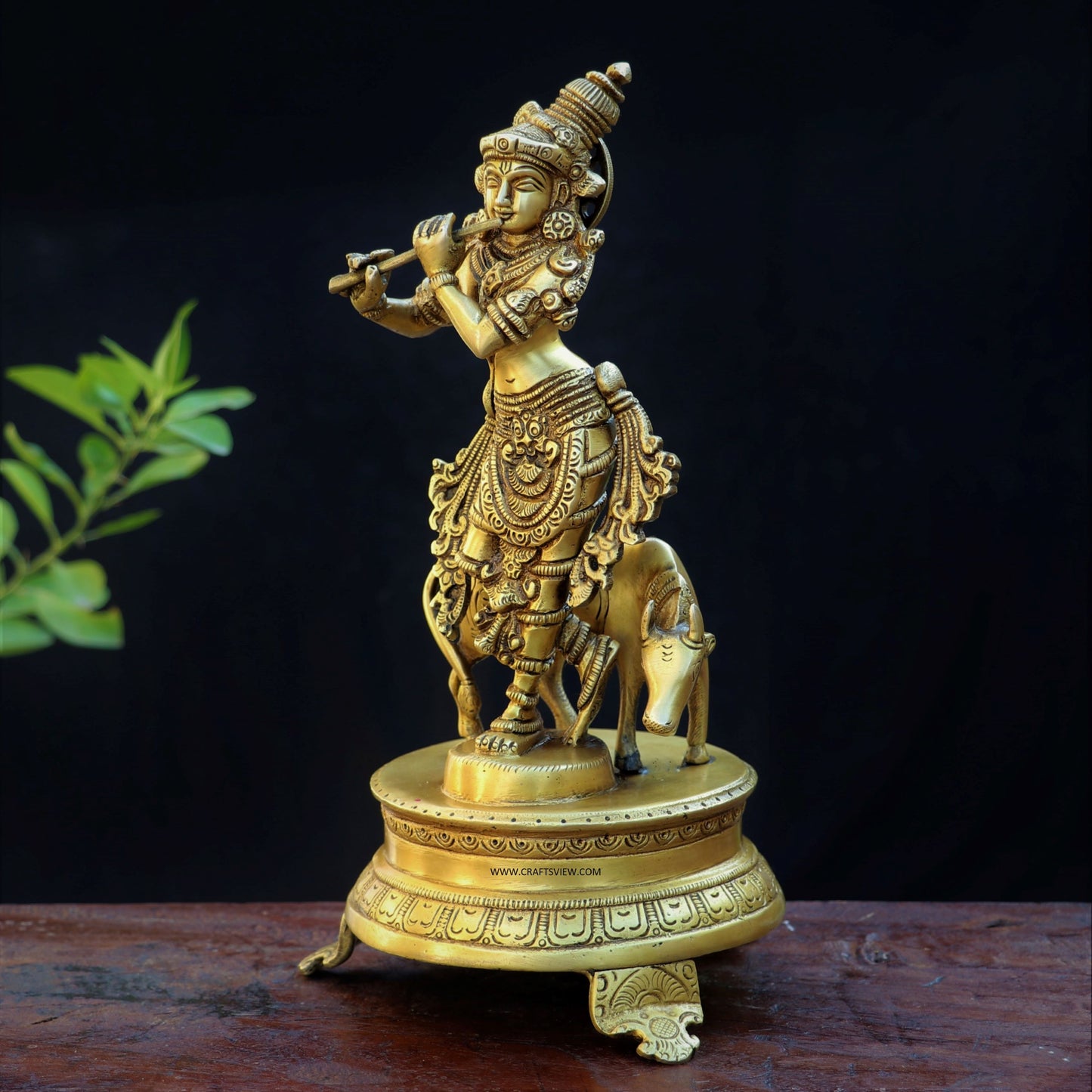 Brass Krishna Statue 11"