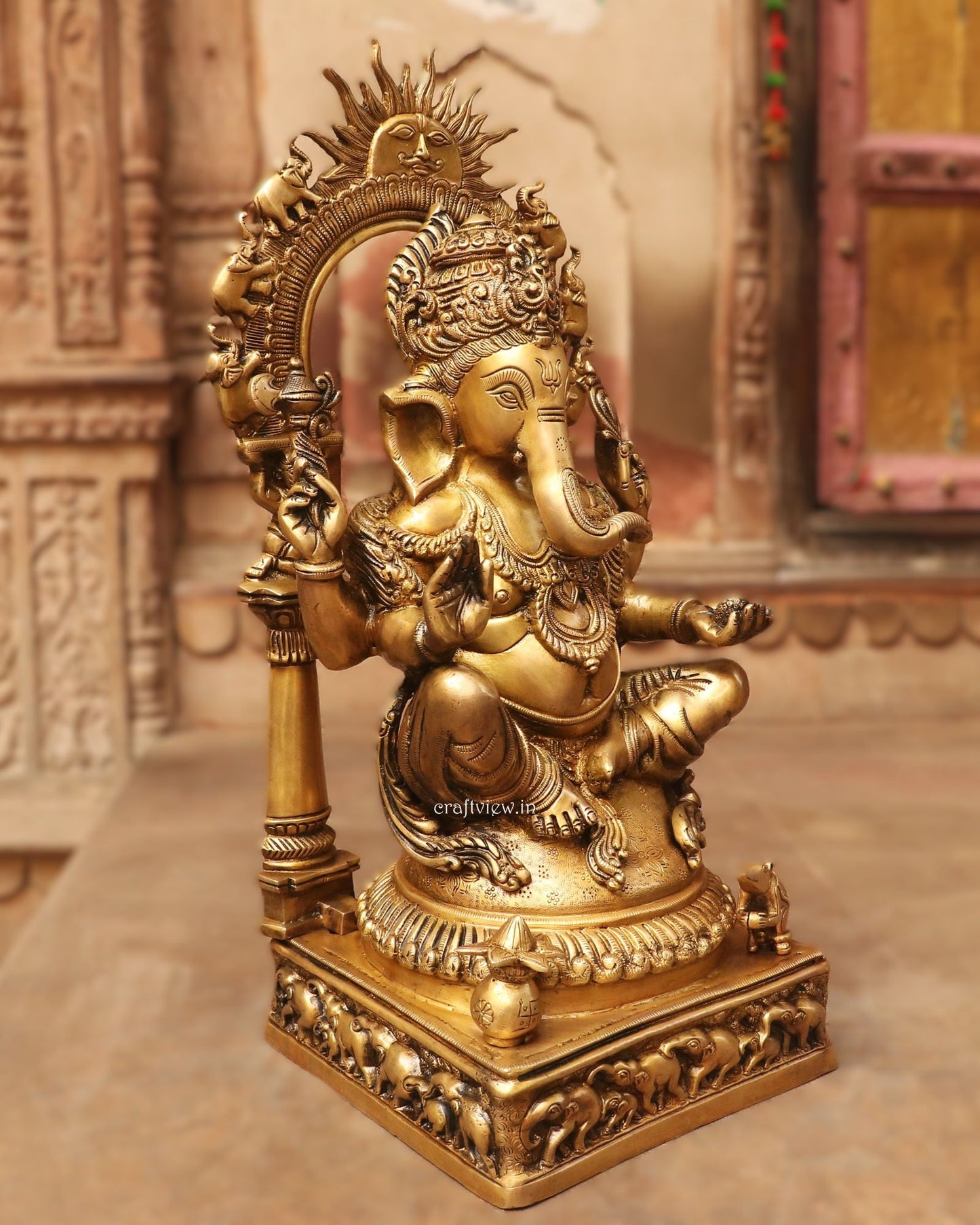 24" Brass Prabhavali Lord Ganesha Statue