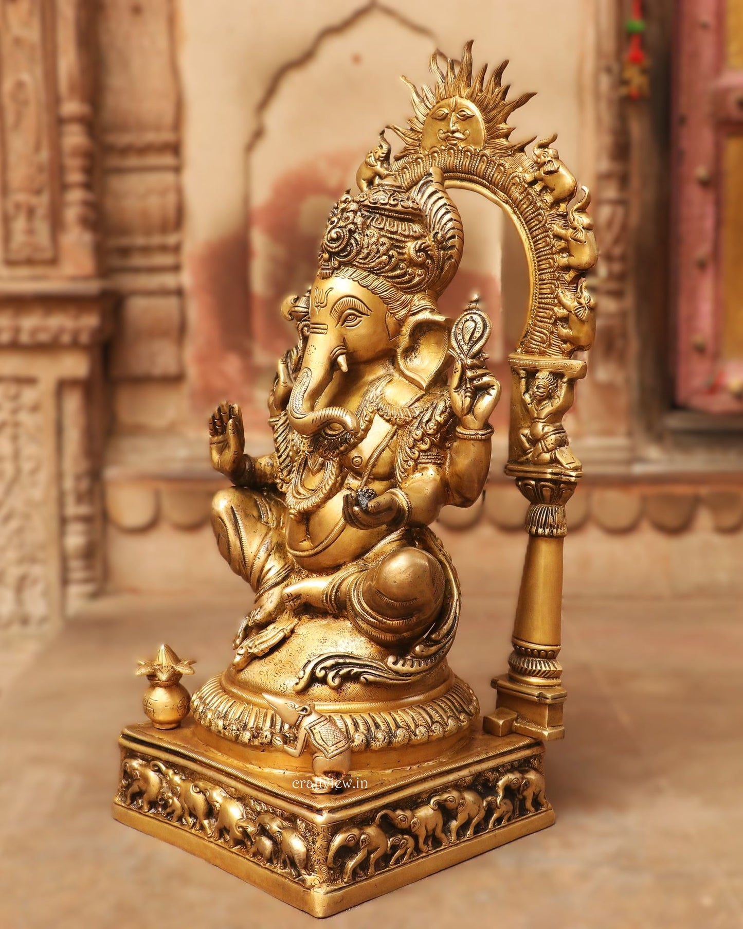 24" Brass Prabhavali Lord Ganesha Statue