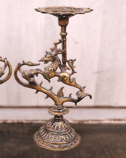 13" Brass Vyala Offering Candle Stand