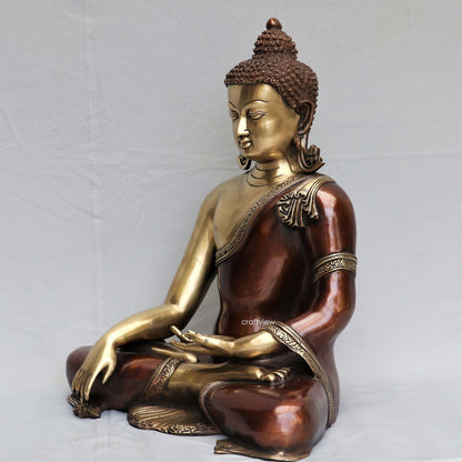 Brass Buddha Meditating Statue 17"