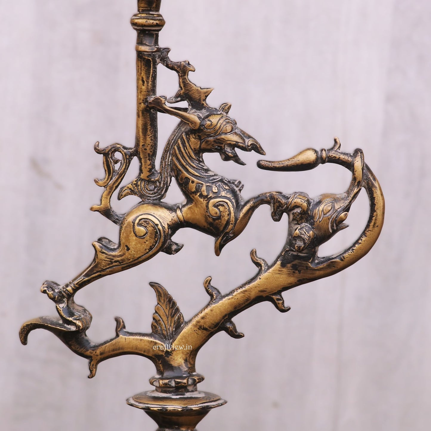 13" Brass Vyala Offering Candle Stand