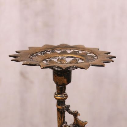 13" Brass Vyala Offering Candle Stand