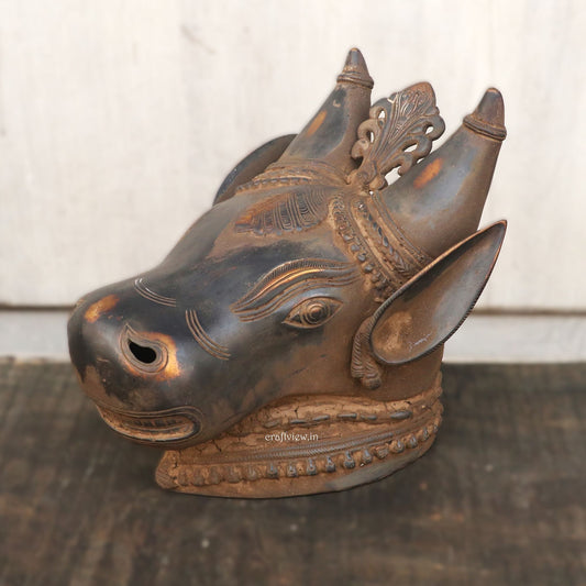 9" Brass Wall Hanging Nandi Head Figurine