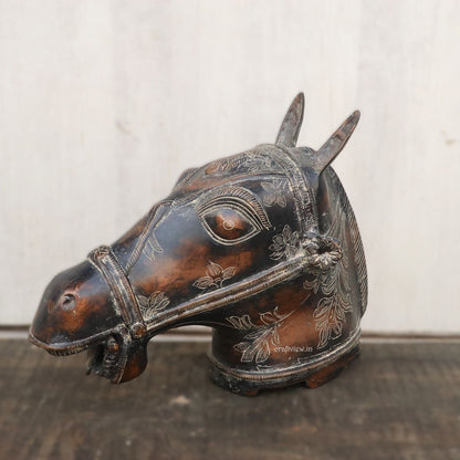 9" Brass Horse Head Figurines | Animal Sculptures