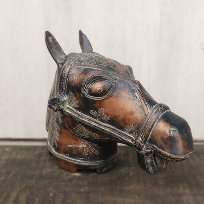 9" Brass Horse Head Figurines | Animal Sculptures